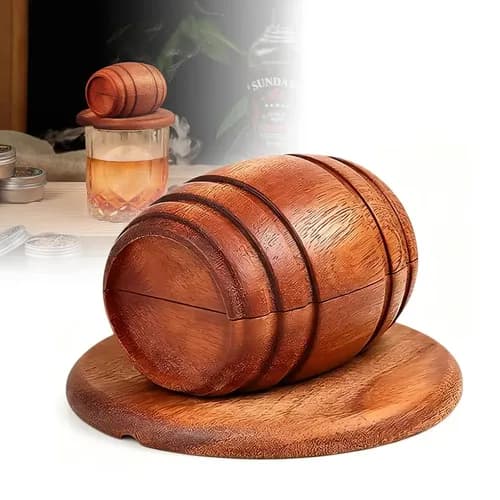 Defumador De Madeira Para Whisky Café Drinks E Coquetel - Acessório Avulso Em Madeira Sapele Material Para Copos - Tampa Defumadora Portátil Para Bar E Cafeteria