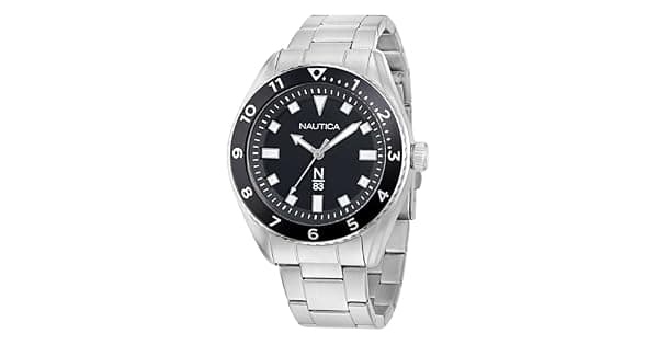 Nautica Finn World Relgio de pulseira de ao inoxidvel Prata