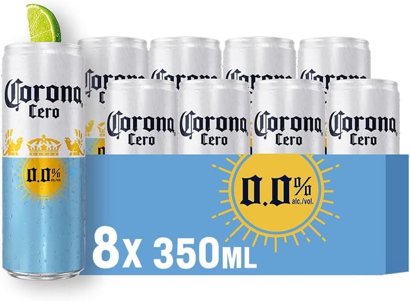 Cerveja Sem Álcool Corona Cero Sunbrew, Lata 350ml, Pack com 8 unidades