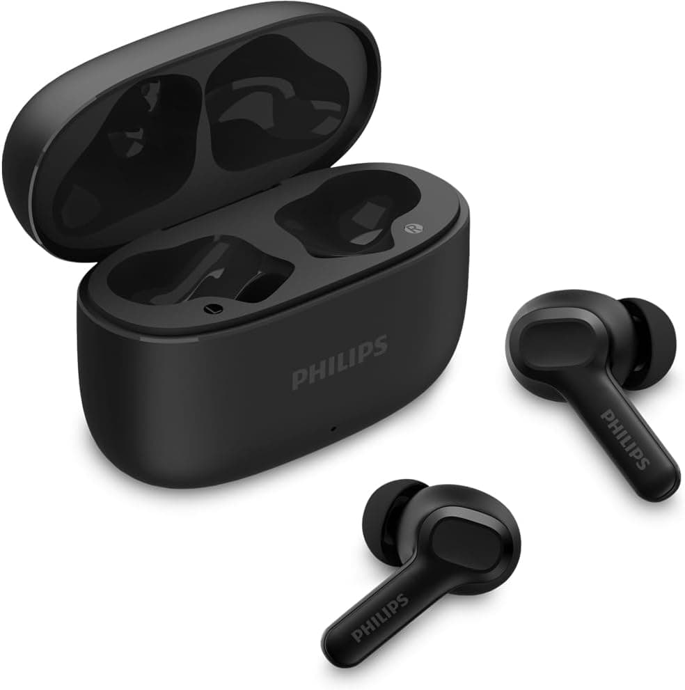 PHILIPS, Fone de Ouvido Sem Fio TWS, TAT1109BK/00, Bluetooth, Com Microfone, Até 24 horas de bateria, Preto