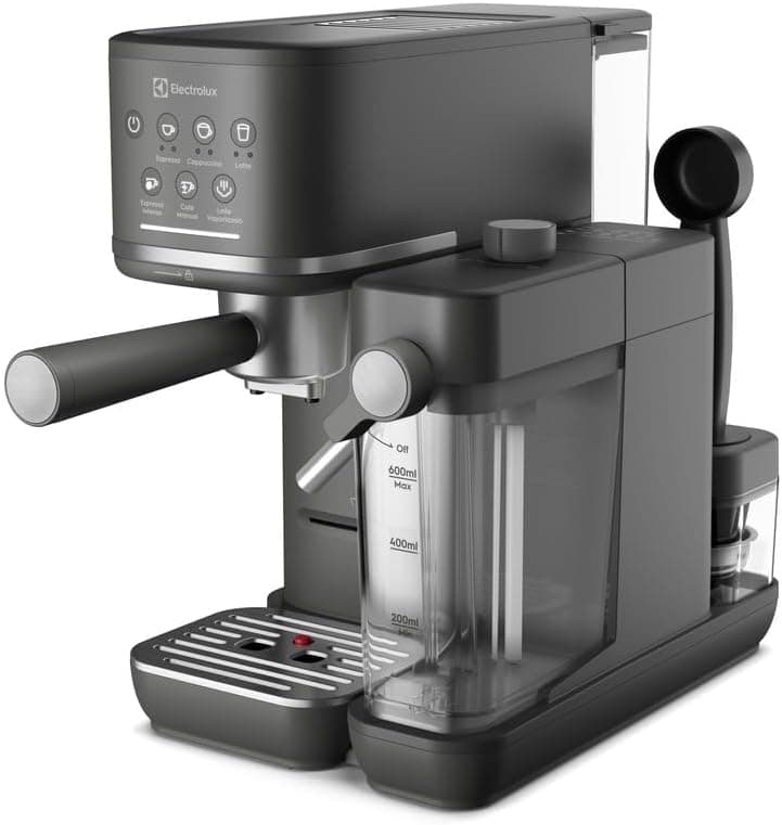 Electrolux Cafeteira Espresso Cápsula, Pó e Sache Experience Vaporizador de Leite Preta semi automatica touch aquecimento de xícaras reservatorio leite 600ml ECM70 127V Preto Fosco
