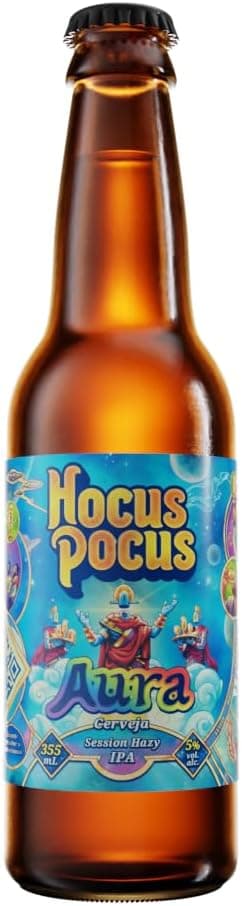 Hocus Pocus Aura Hazy IPA, Cerveja Artesanal com Maracujá, Garrafa 355ml