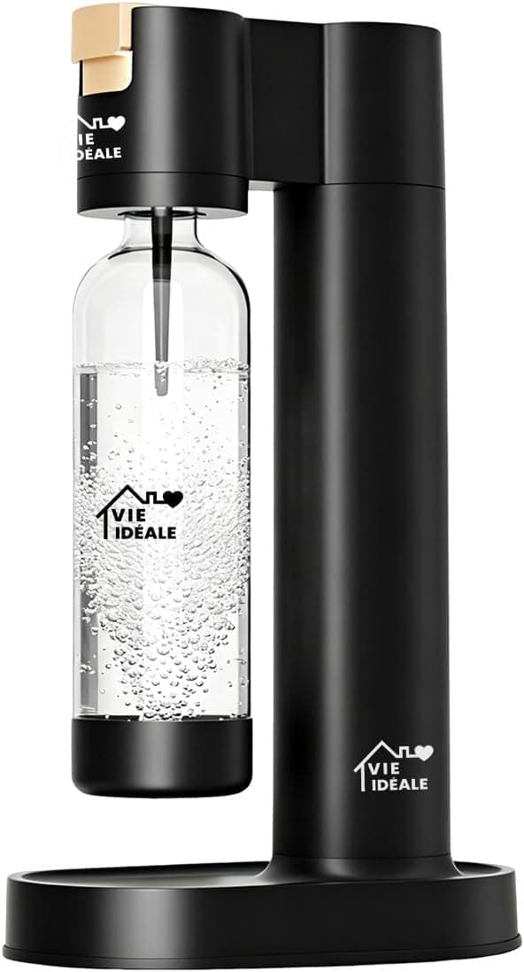 Máquina de Água com Gás Manual, Gaseificador de Bebidas com Garrafa PET de 1L, Sem Eletricidade e com Alívio Automático de Pressão (Cilindro de Gás Não Incluso)