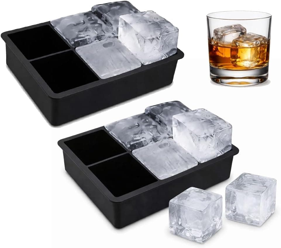 Kit 2 Forma De Gelo Silicone Cubo Grande 6 Cubos Drink Whisky