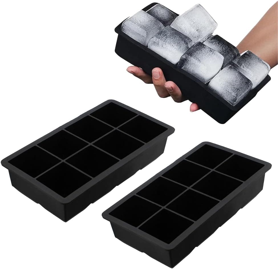 Kit 2 Forma De Gelo Silicone Cubo Grande 8 Cubos Drink Whisky Top Flexível E Resistente - LVLOGISTICA
