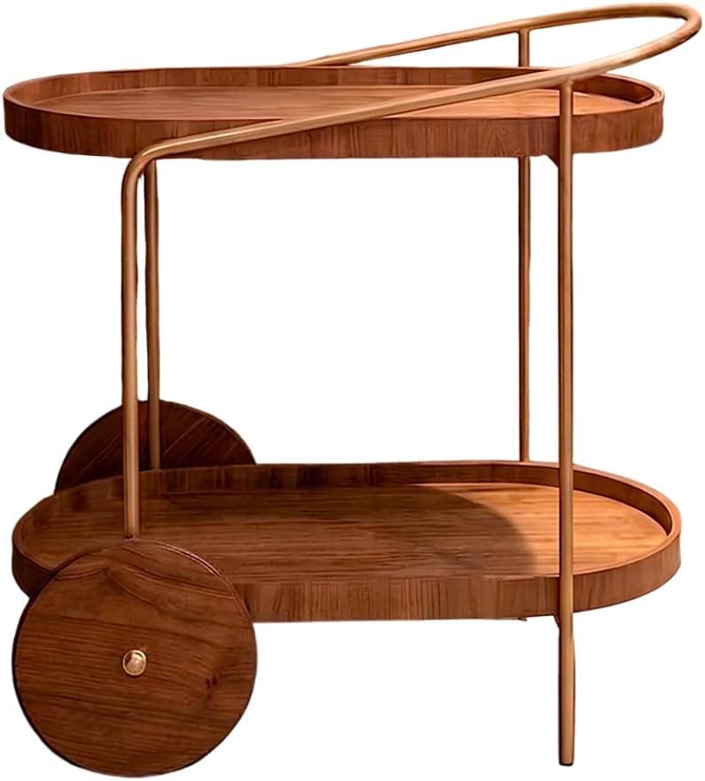 Carrinho Bar Cinamomo Estilo Industrial Compacto Base Dourada