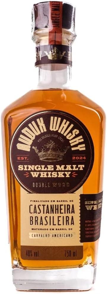 Audux Whisky Brasileiro Single Malt Double Wood 750ml – Finalizado em Castanheira, Sofisticado e Exclusivo
