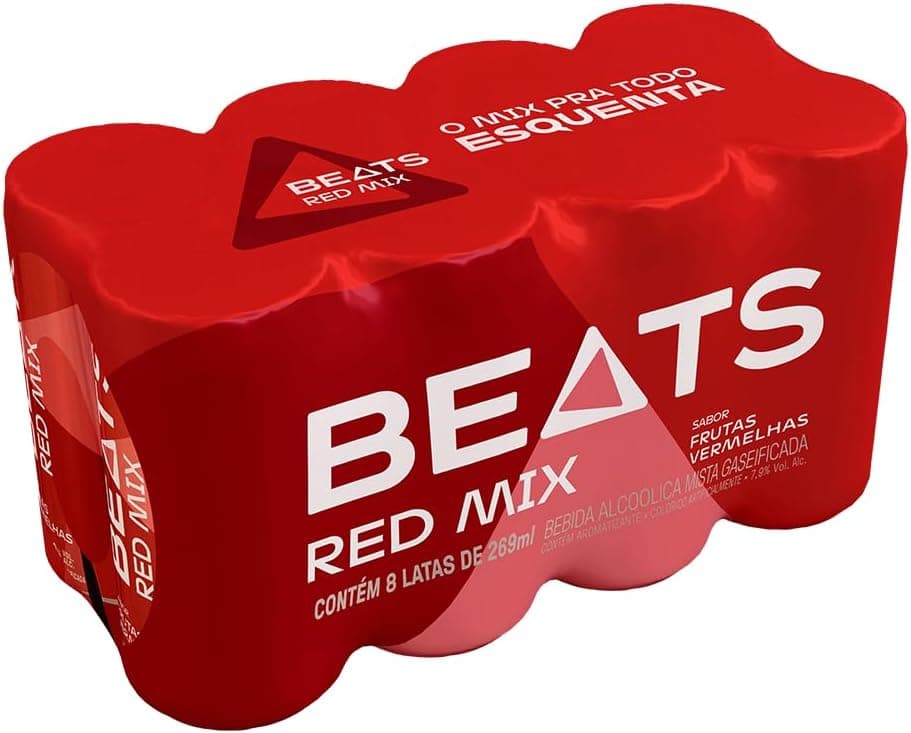 Bebida Mista Beats, Red Mix, Lata 269ml, Pack com 8 unidades