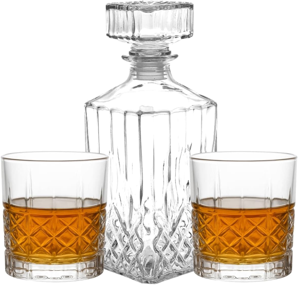 Kit Licoreira Garrafa De Vidro Para Whisky + Copos De Whisky Mini Bar Em Casa Decoração Uisque Whiskey Frasco