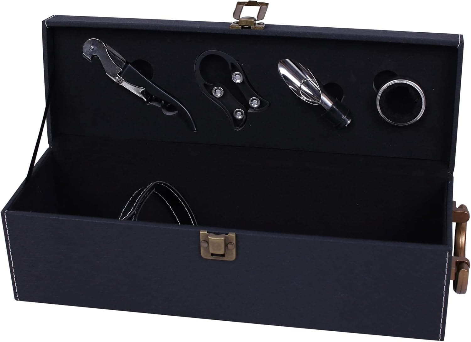 Caixa para Garrafa de Vinho em Couro com 4 Acessórios L11Xp36Xa12Cm Fracalanza - Full Fit