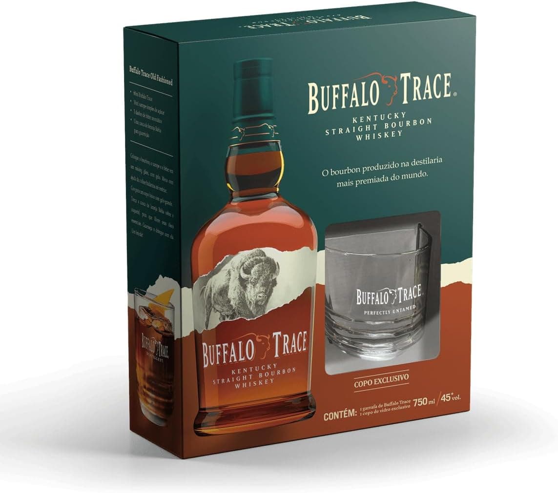 Kit Whisky Buffalo Trace 750ml com 1 Copo de Vidro Exclusivo