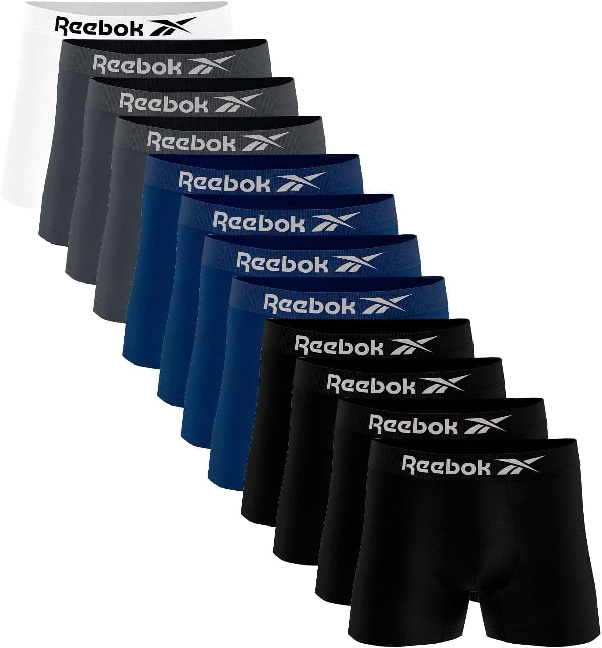 Kit 12 Cuecas Boxer Reebok Masculinas Microfibra Adulto Box Sem Costura (BR, Alfa, P, Regular, Sortidos 2)