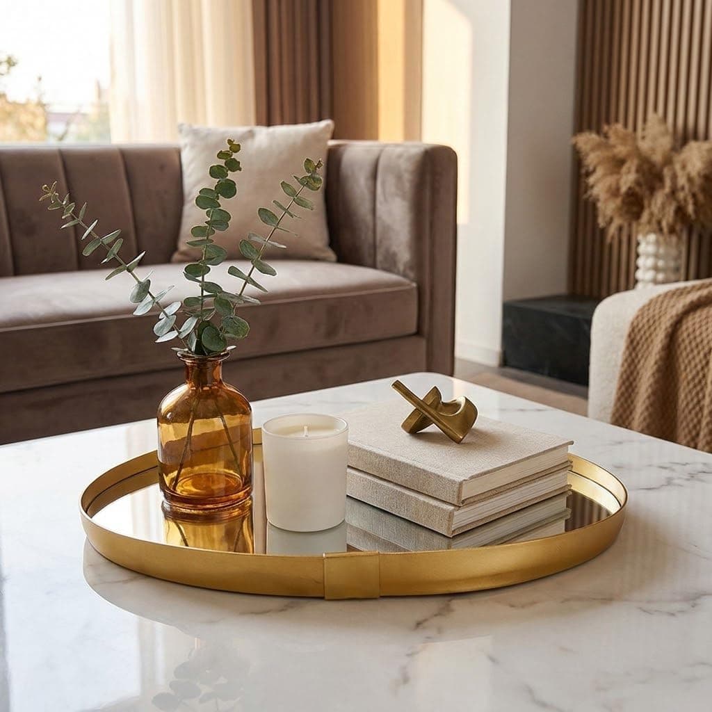Bandeja Espelhada Decorativa para Mesa, Bar e Aparador – Ideal para Taças e Bebidas (Dourada)