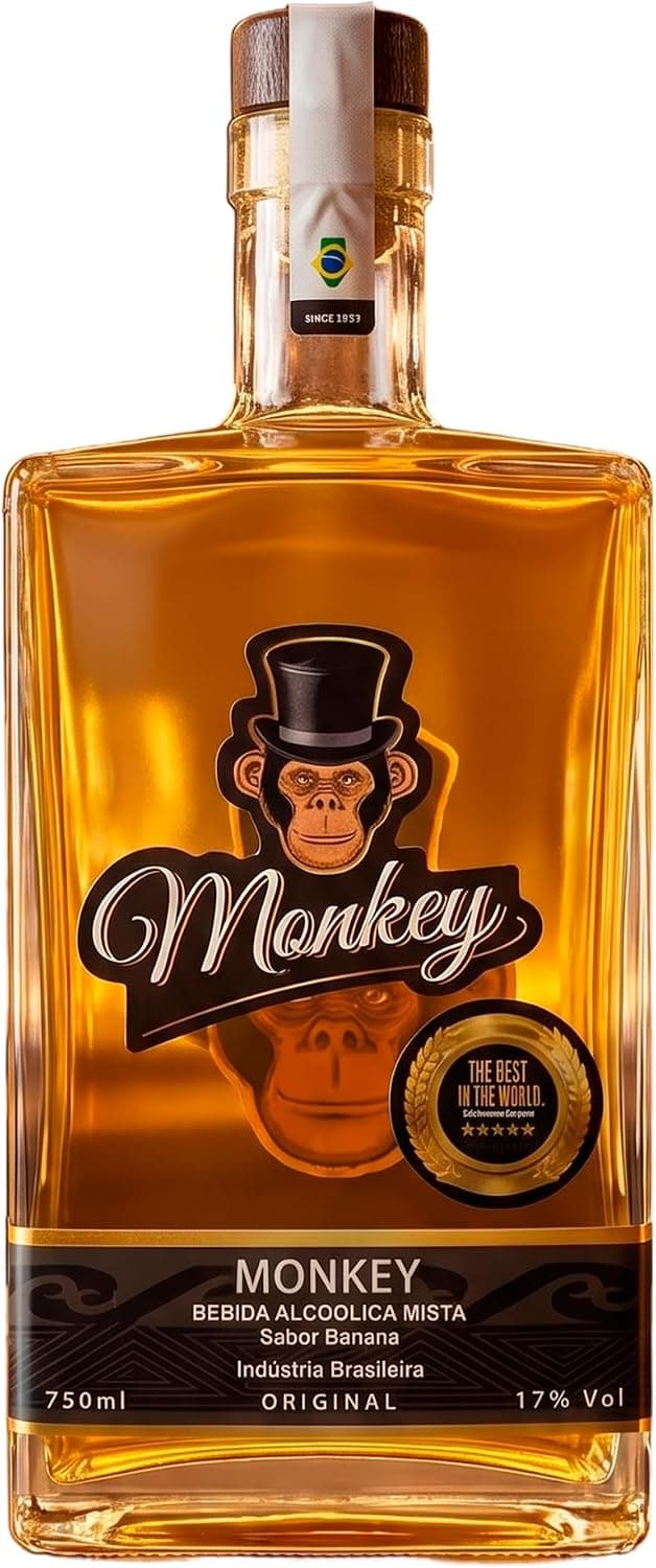Monkey Banana Licor de Banana 17% Vol. 750ml | Licor de Banana Premium Brasileiro