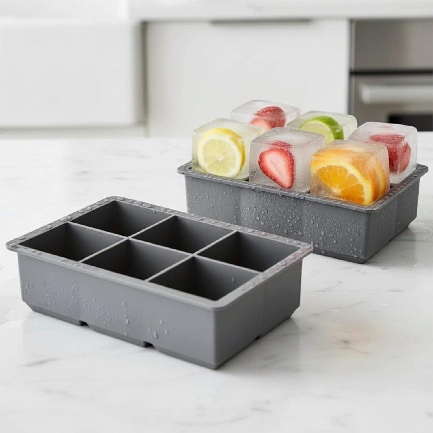 Forma De Gelo Silicone Cubo Grande 6 Cubos Drink Whisky Top Flexível E Resistente