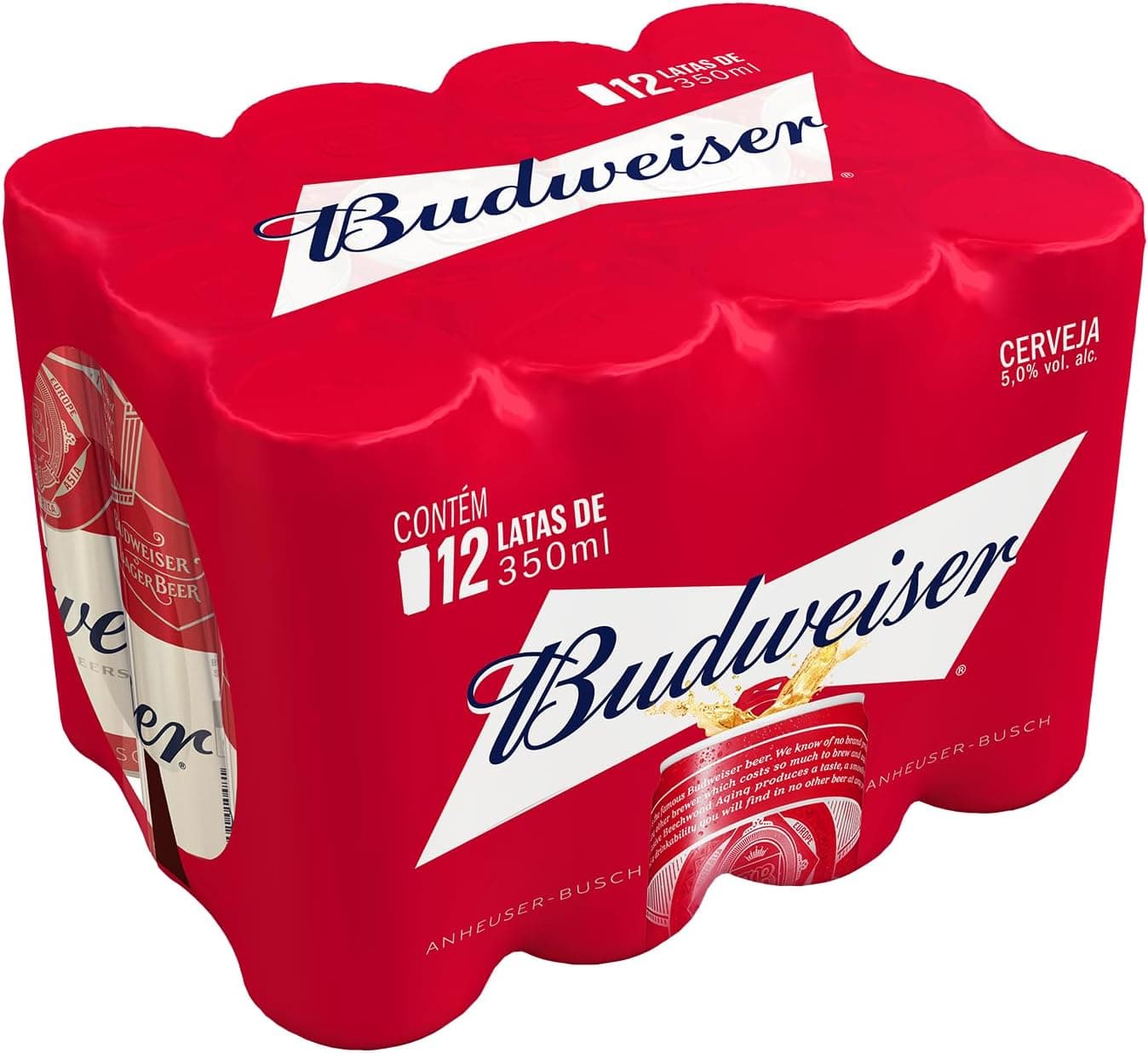 Cerveja Budweiser, American Lager, Lata Sleek 350ml, Pack com 12 unidades