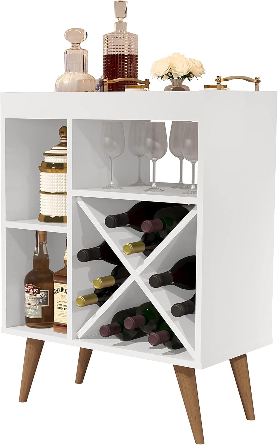 Aparador Porto Belo Buffet Barzinho Para Bebidas Sala De Estar (Branco)