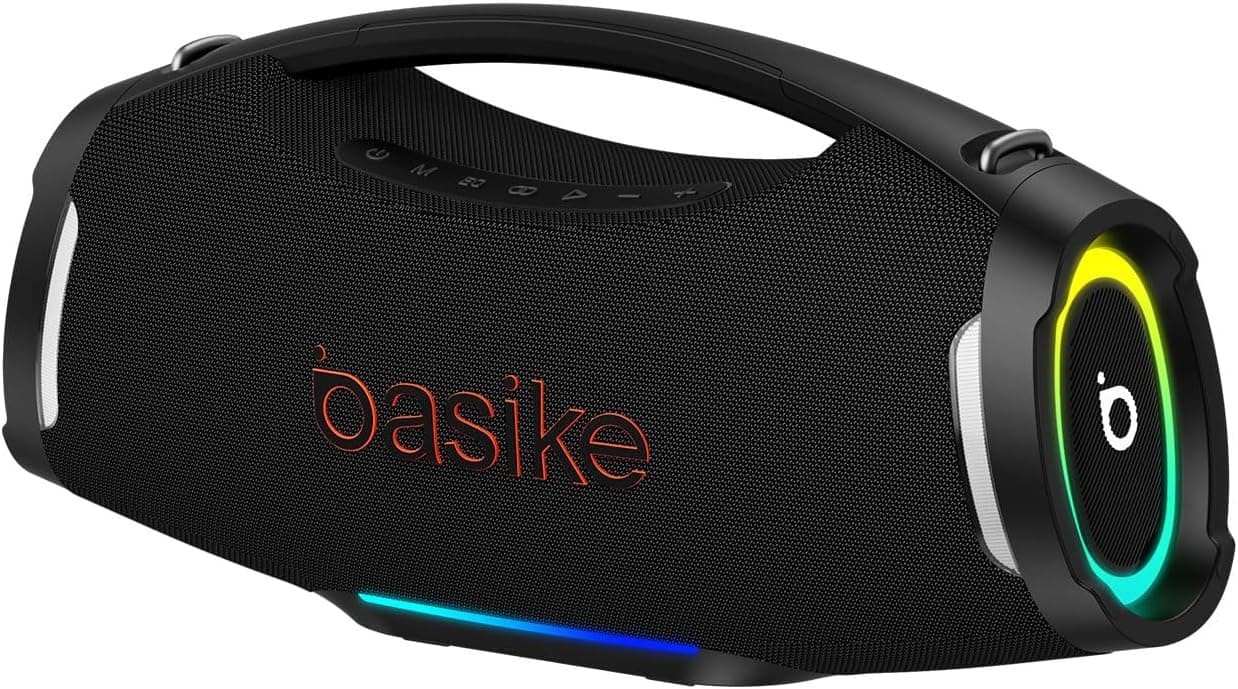 Caixa de Som, Basike boombox F9 Pro, Bluetooth, 300W(Preto) | TWS, RGB, IPX6, Bateria de longa duração, Equalizador Pop/Externo, Entrada TF/USB/AUX, Carregamento Type-C