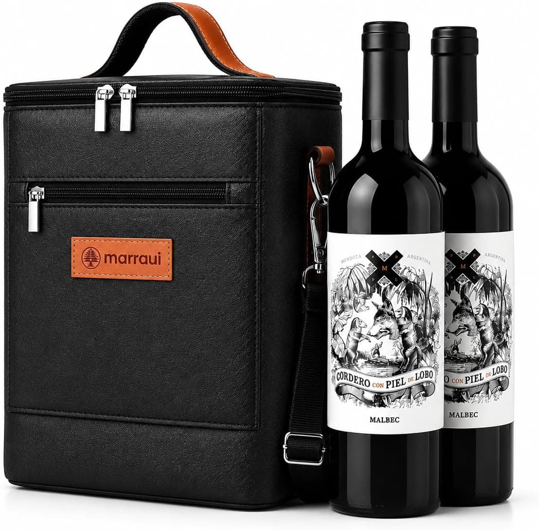 Kit 2 Vinhos Argentino CORDERO Malbec com Bolsa Térmica Marraui | 2 Garrafas 750ml, Vinho Argentino, Bolsa Porta Vinho, Conjunto 3 Peças
