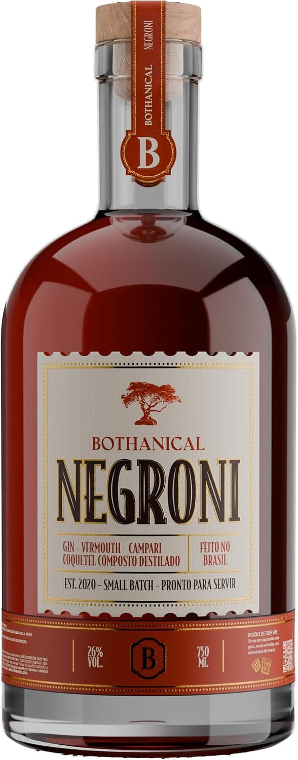Bothanical Negroni 750ml Pronto para Servir 26% vol | Gin Bothanical, Campari e Cinzano Rosso