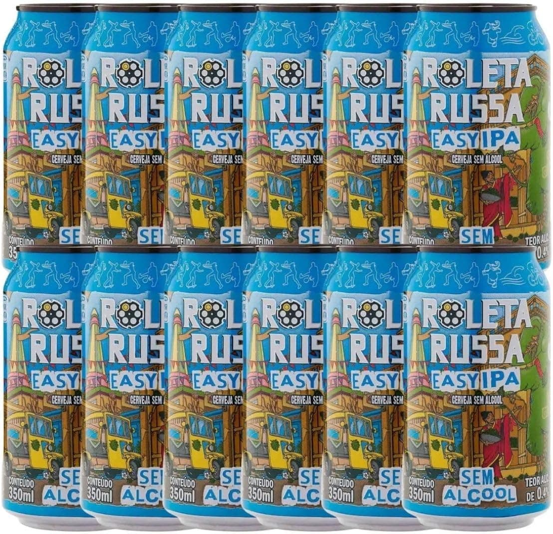 Roleta Russa Easy IPA Sem Álcool 350ml Kit com 12 Cervejas | Sem Álcool, Kit 12 Unidades, 350ml cada, IPA, Easy IPA