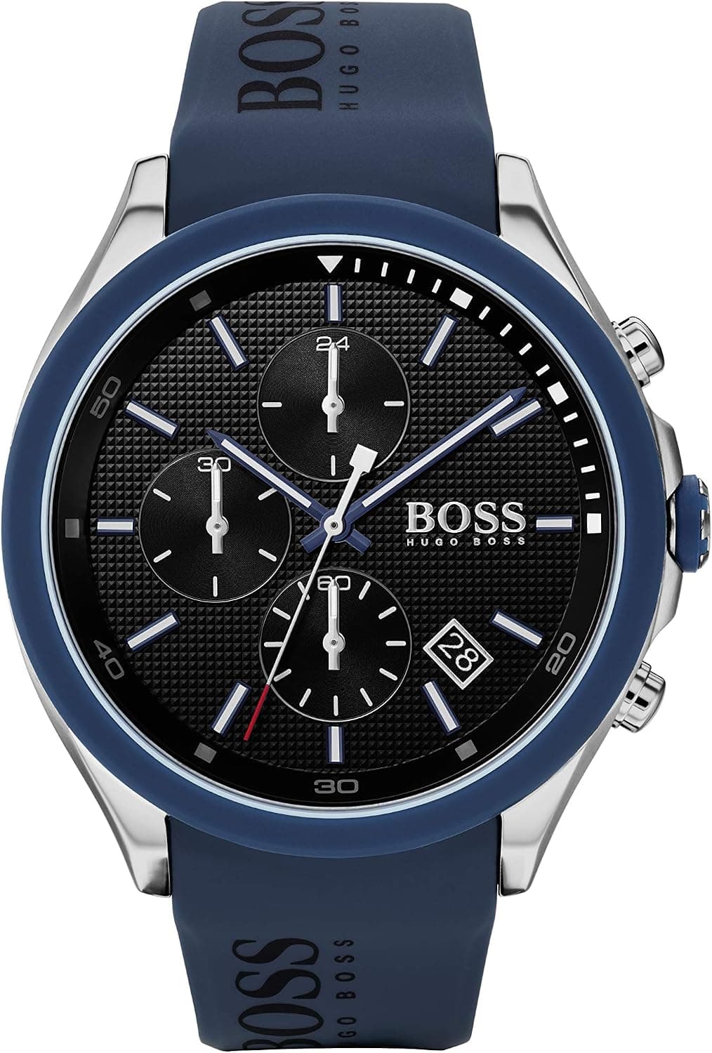 HUGO Boss Velocity Relógio masculino de quartzo de aço inoxidável com pulseira de silicone, azul, 22 (modelo: 1513717)