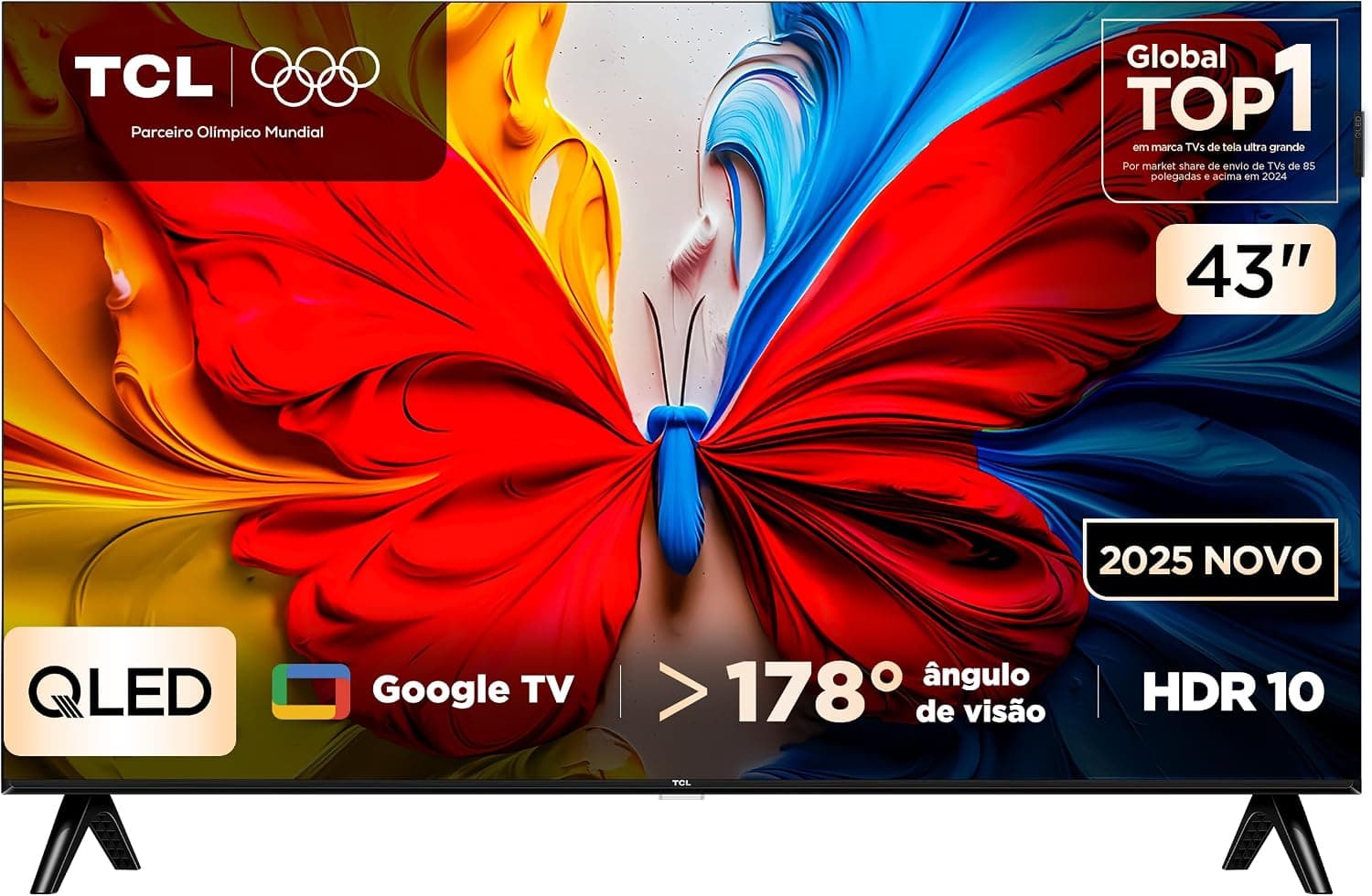 Smart TV TCL 43 Polegadas Full HD QLED S5K WiFi Bluetooth Google TV 2 HDMI HDR10 Dolby Audio 43S5K